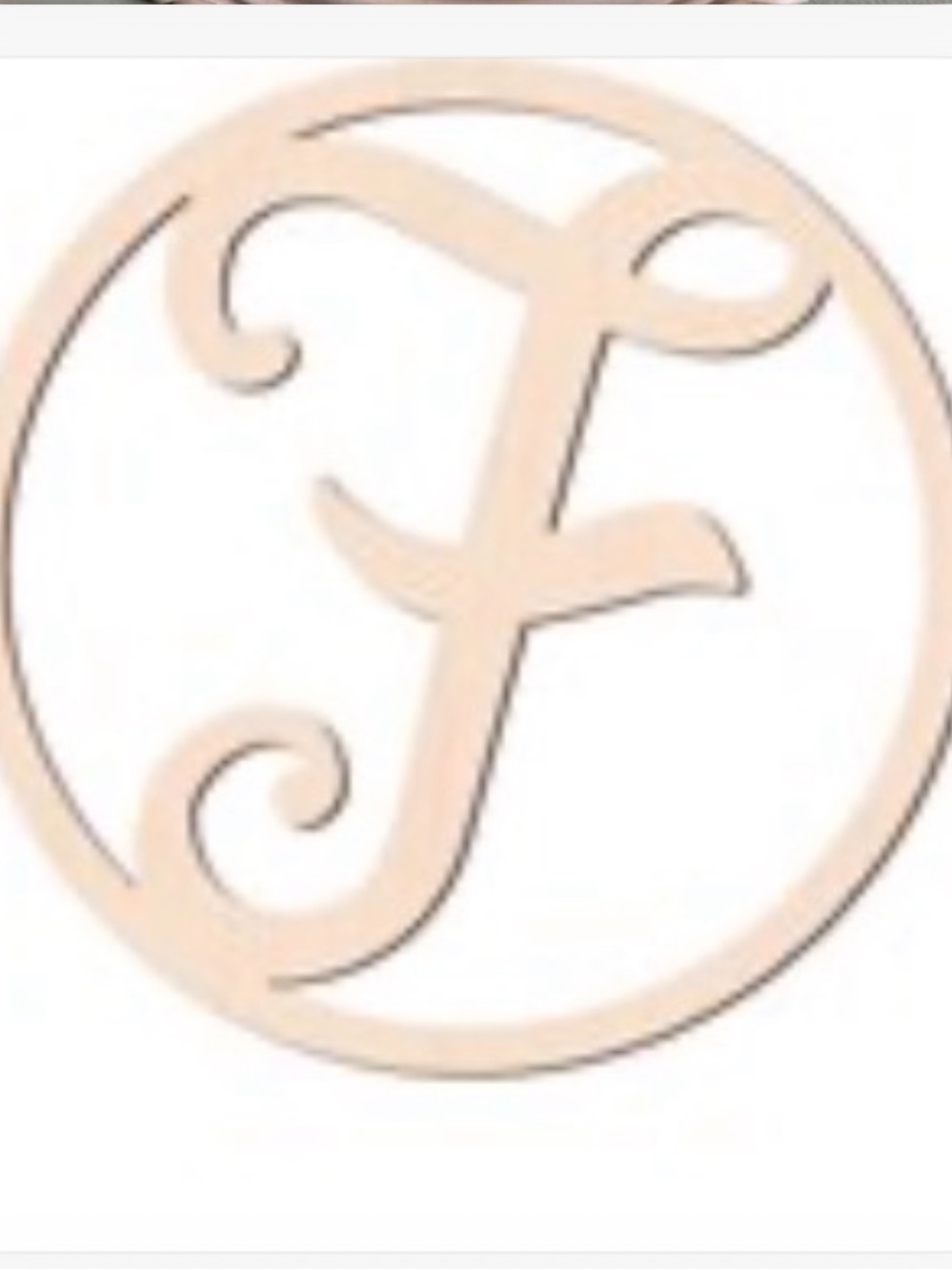 Monogram 'F' Round Wall Accent - unpainted wood. Great for wall gallery